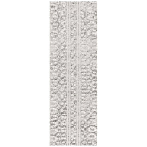 Oren White & Grey Bohemian Lattice Stripe Contemporary Runner Rug, Rugs, Ozark Home 