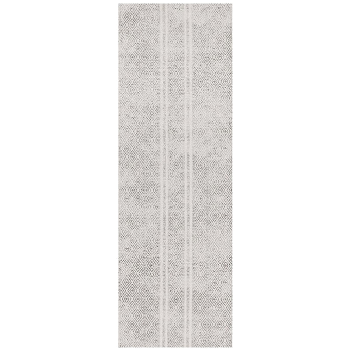 Oren White & Grey Bohemian Lattice Stripe Contemporary Runner Rug, Rugs, Ozark Home 