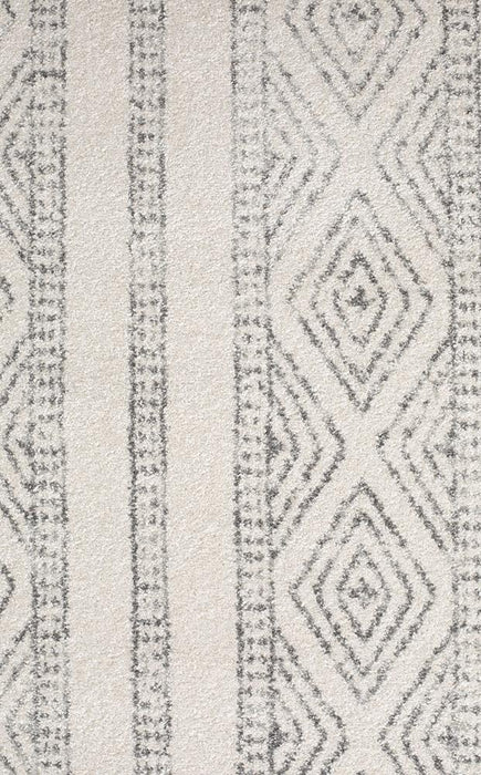 Oren White & Grey Bohemian Lattice Stripe Contemporary Rug, Rugs, Ozark Home 