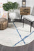 Oren White & Blue Round Bohemian Diamond Stroke Contemporary Rug, Rugs, Ozark Home 
