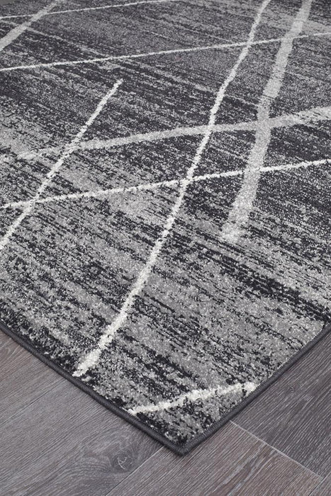 Oren Charcoal Bohemian Diamond Stroke Contemporary Runner Rug, Rugs, Ozark Home 