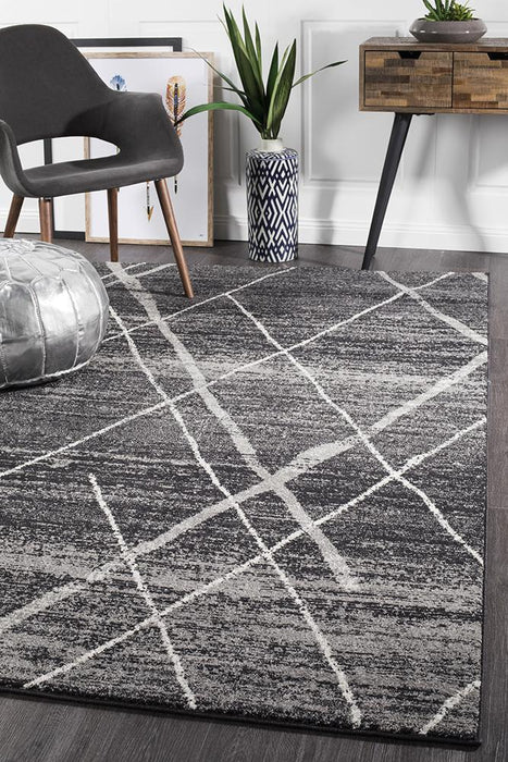 Oren Charcoal Bohemian Diamond Stroke Contemporary Rug, Rugs, Ozark Home 