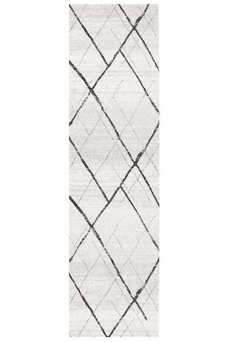 Oren White & Grey Bohemian Diamond Stroke Contemporary Rug, Rugs, Ozark Home 