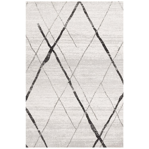 Oren White & Grey Bohemian Diamond Stroke Contemporary Rug, Rugs, Ozark Home 