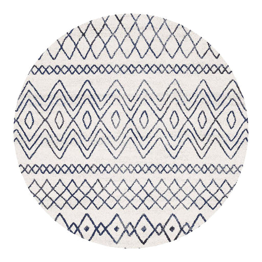 Oren White Round Rustic Combined Tribal Pattern Contemporary Rug, Rugs, Ozark Home 