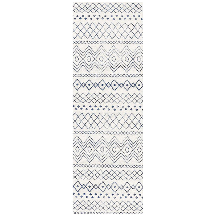 Oren White Rustic Combined Tribal Pattern Contemporary Runner Rug, Rugs, Ozark Home 