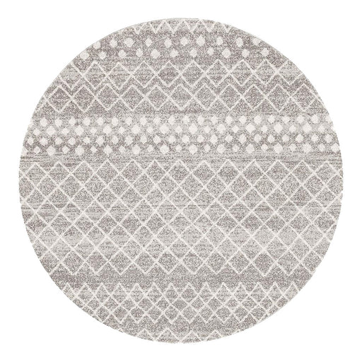 Oren Silver Round Tribal Trellis Contemporary Rug, Rugs, Ozark Home 