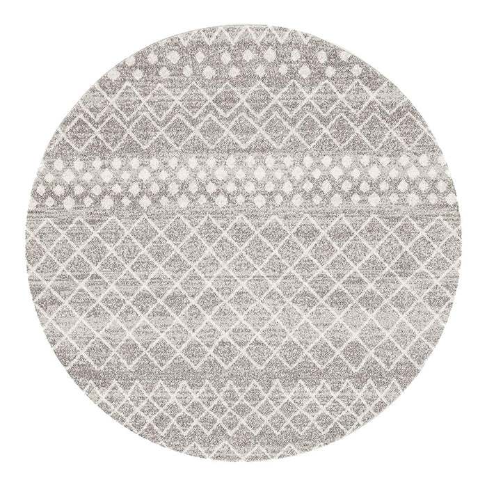 Oren Silver Round Tribal Trellis Contemporary Rug, Rugs, Ozark Home 