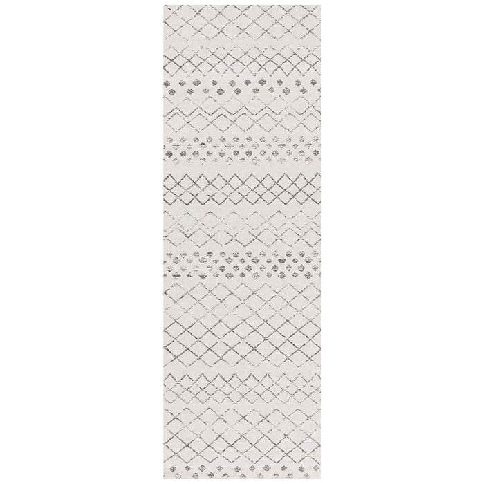 Oren White & Silver Tribal Trellis Contemporary Runner Rug, Rugs, Ozark Home 