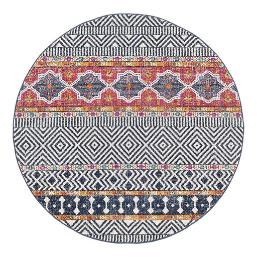 Oren Multicoloured Round Combined Tribal Pattern Contemporary Rug, Rugs, Ozark Home 