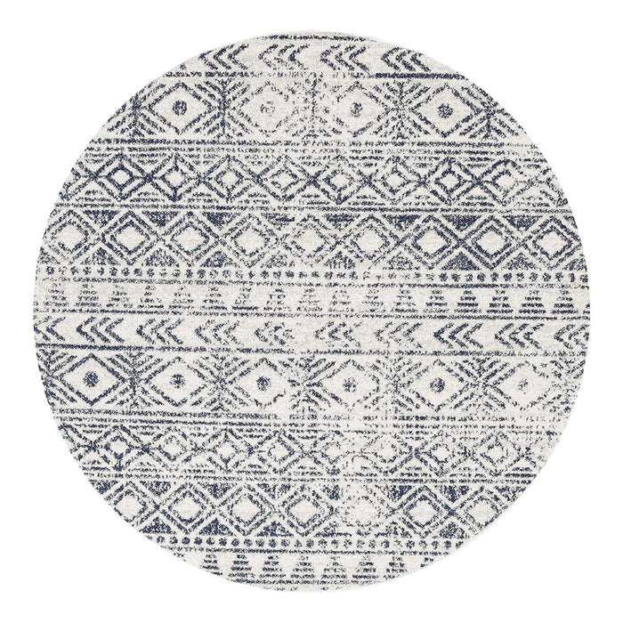 Oren Blue Round Transitional Rustic Tribal Contemporary Rug, Rugs, Ozark Home 