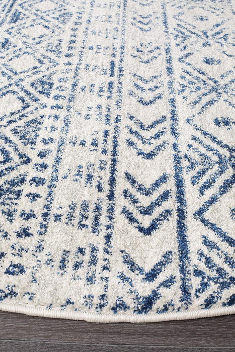 Oren Blue Round Transitional Rustic Tribal Contemporary Rug, Rugs, Ozark Home 