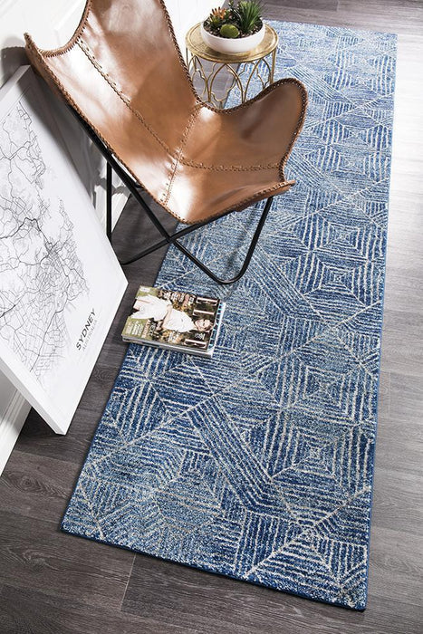 Oren Navy Transitional Bohemian Diamond Contemporary Runner Rug, Rugs, Ozark Home 