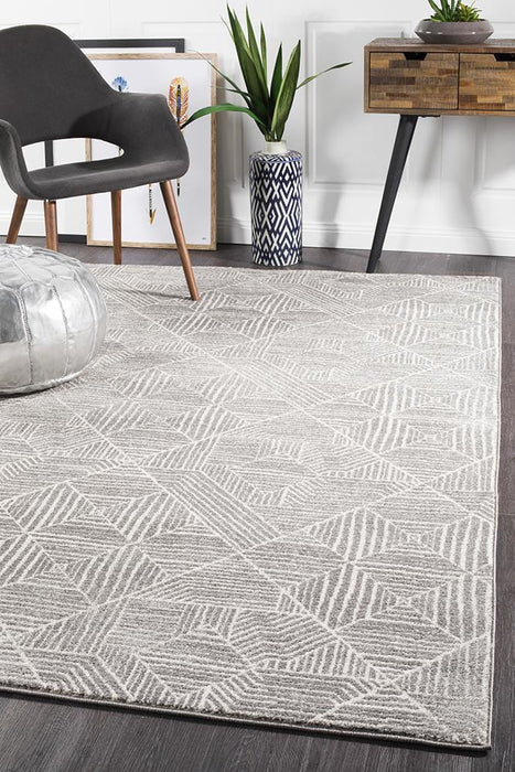 Oren Silver Transitional Bohemian Diamond Contemporary Rug, Rugs, Ozark Home 