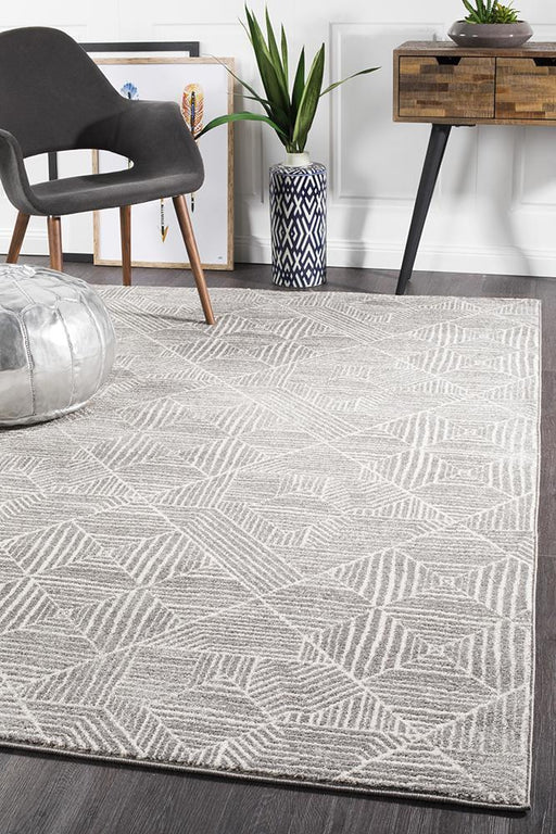 Oren Silver Transitional Bohemian Diamond Contemporary Rug, Rugs, Ozark Home 