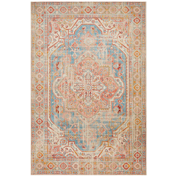 Obour Blue Traditional Damask Pattern Contemporary Rug, Rugs, Ozark Home 