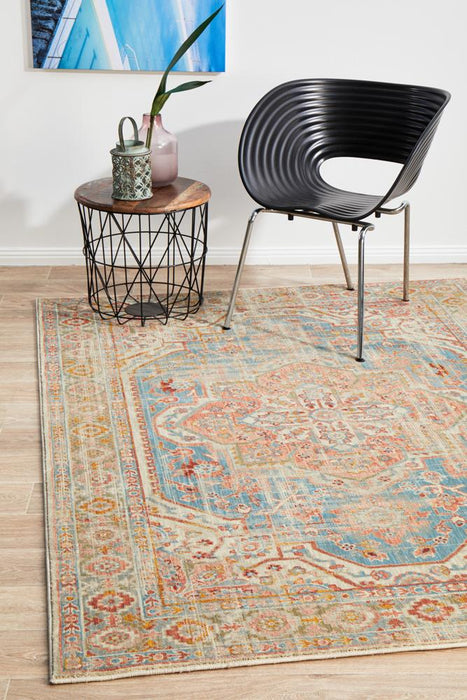 Obour Blue Traditional Damask Pattern Contemporary Rug, Rugs, Ozark Home 