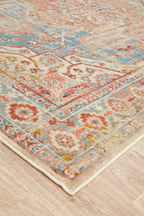 Obour Blue Traditional Damask Pattern Contemporary Rug, Rugs, Ozark Home 