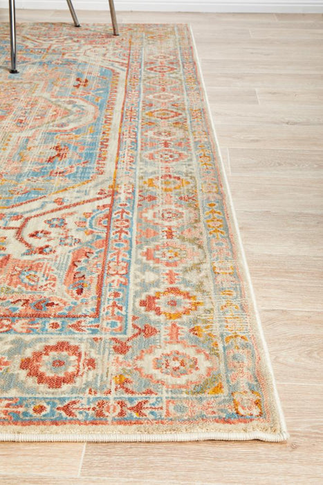 Obour Blue Traditional Damask Pattern Contemporary Rug, Rugs, Ozark Home 