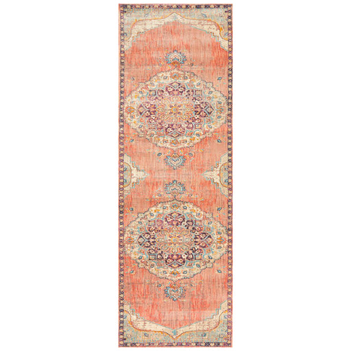 Obour Terracotta Traditional Damask Pattern Contemporary Runner Rug, Rugs, Ozark Home 