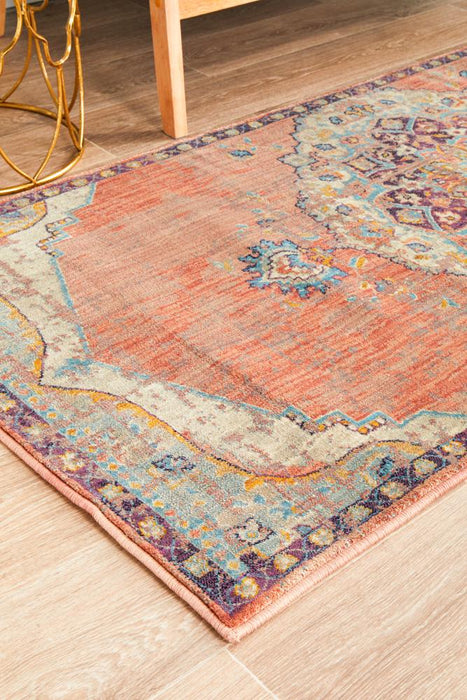 Obour Terracotta Traditional Damask Pattern Contemporary Runner Rug, Rugs, Ozark Home 