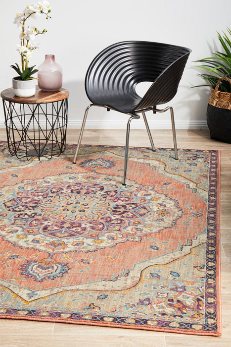 Obour Terracotta Traditional Damask Pattern Contemporary Rug, Rugs, Ozark Home 