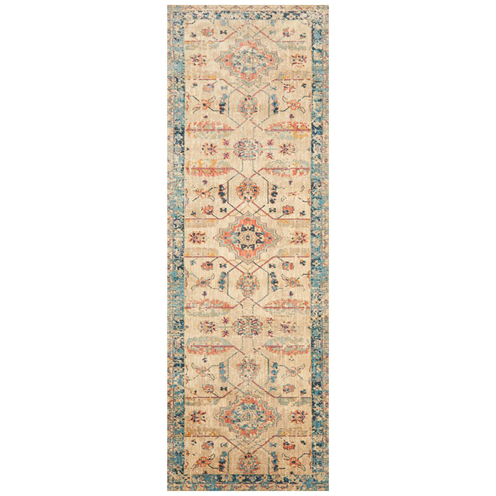 Obour Bone Transitional Floral Pattern Contemporary Runner Rug, Rugs, Ozark Home 