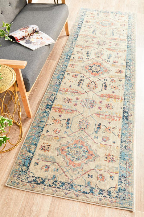 Obour Bone Transitional Floral Pattern Contemporary Runner Rug, Rugs, Ozark Home 