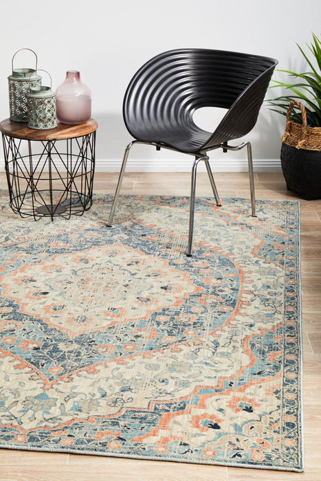 Obour Navy Traditional Damash Pattern Contemporary Rug, Rugs, Ozark Home 