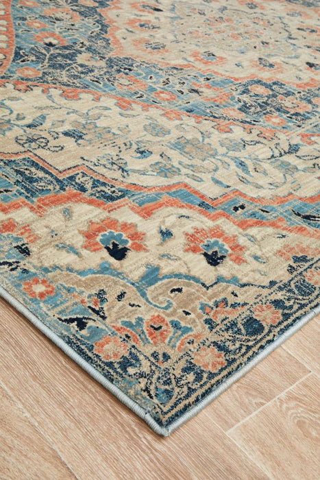 Obour Navy Traditional Damash Pattern Contemporary Rug, Rugs, Ozark Home 