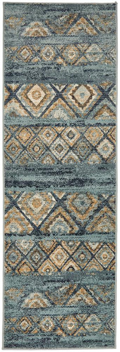 Osiris Blue Contrast Tribal Diamond Vintage Rug, Rugs, Ozark Home 