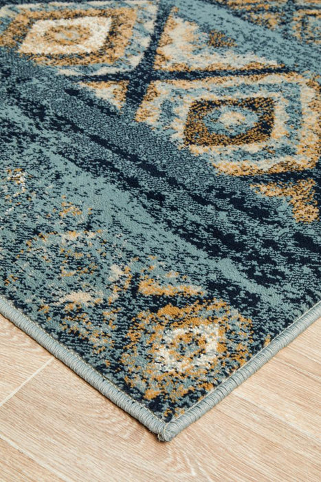 Osiris Blue Contrast Tribal Diamond Vintage Rug, Rugs, Ozark Home 