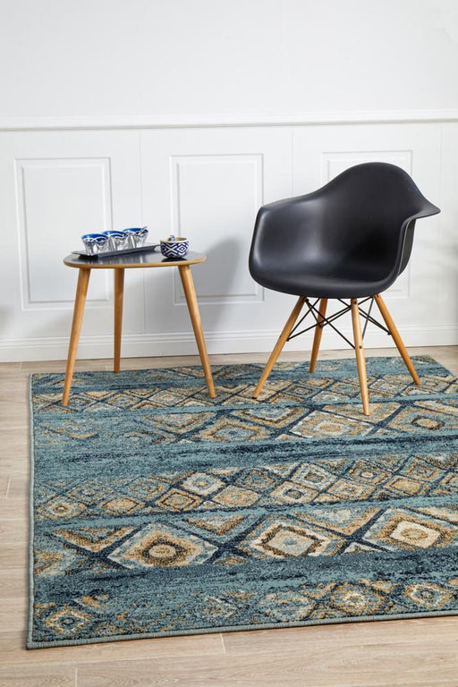 Osiris Blue Contrast Tribal Diamond Vintage Rug, Rugs, Ozark Home 