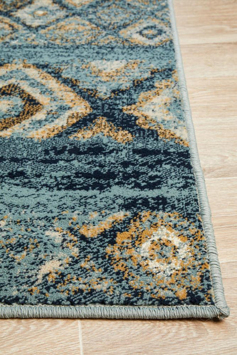 Osiris Blue Contrast Tribal Diamond Vintage Rug, Rugs, Ozark Home 