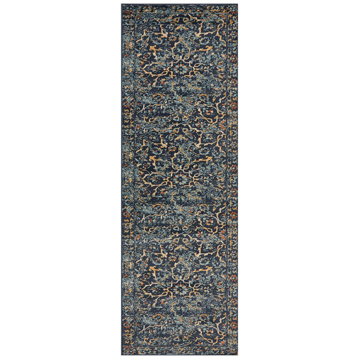 Osiris Navy Faded Tribal Stem Vintage Runner Rug, Rugs, Ozark Home 