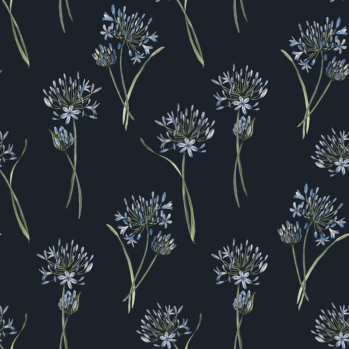 Agapanthus - Navy - Wallpaper, Wallpaper, Ozark Home 