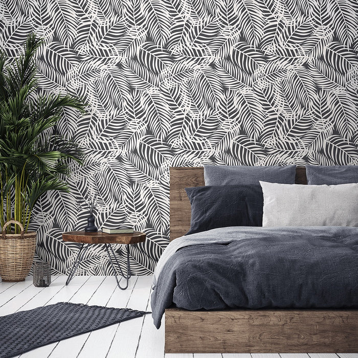 Charcoal Palms - Wallpaper, Wallpaper, Ozark Home 