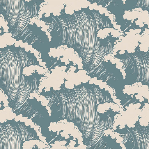 Japanese Waves - Steel - Wallpaper, Wallpaper, Ozark Home 