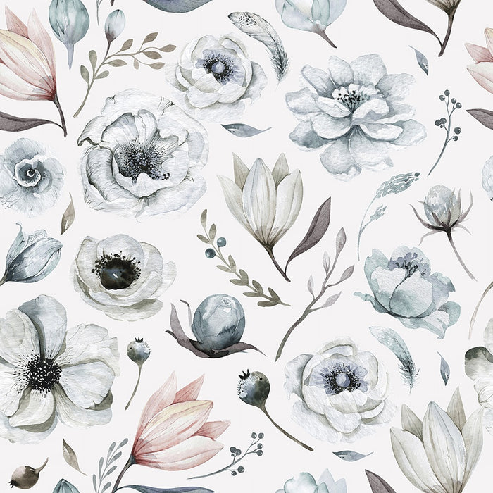 Petit Vintage Blossom - Chambray - Wallpaper, Wallpaper, Ozark Home 