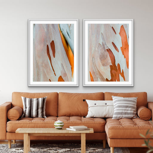 Ochre Bark - Two Piece Eucalyptus Bark Ochre Orange Red Print Set, Wall Art, Ozark Home 