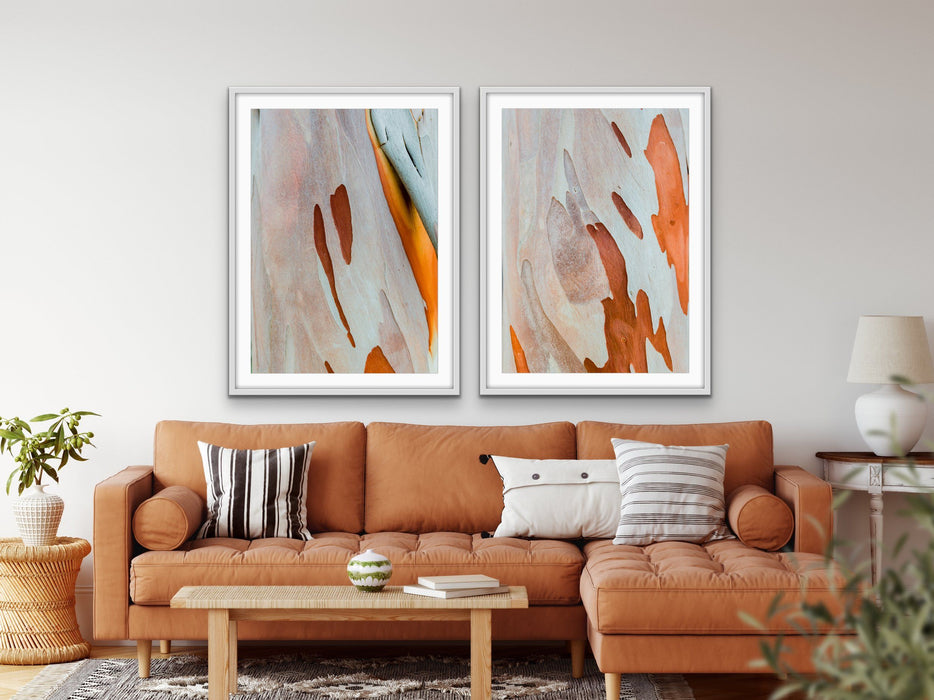 Ochre Bark - Two Piece Eucalyptus Bark Ochre Orange Red Print Set, Wall Art, Ozark Home 