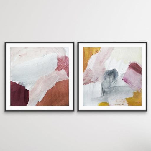 Ochre Horizons- Two Piece Square Abstract Print Set, Wall Art, Ozark Home 