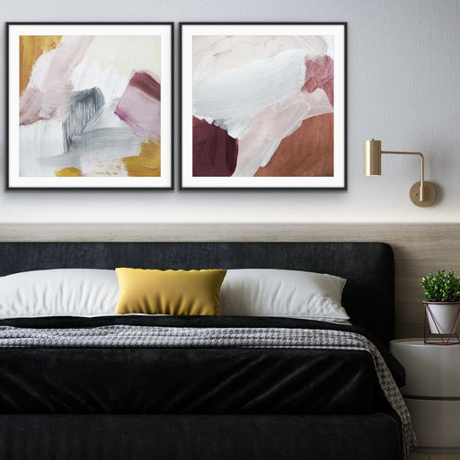 Ochre Horizons- Two Piece Square Abstract Print Set, Wall Art, Ozark Home 