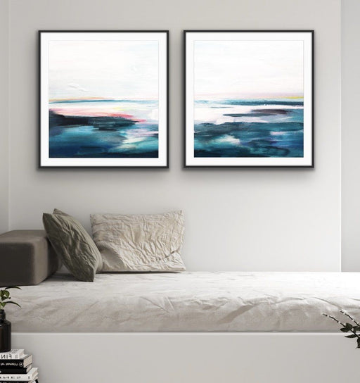 Off The Coast - Two Piece Square Abstract Print Set, Wall Art, Ozark Home 