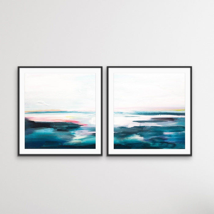 Off The Coast - Two Piece Square Abstract Print Set, Wall Art, Ozark Home 