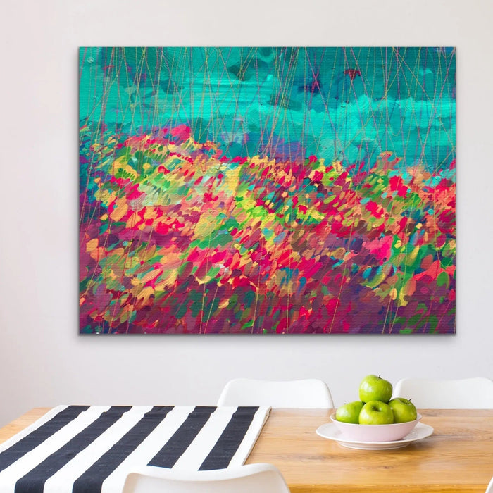 Oh Happy Day - Colourful Abstract Floral Blue Pink Print, Wall Art, Ozark Home 