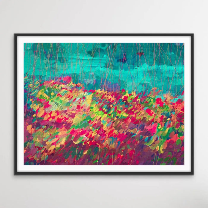 Oh Happy Day - Colourful Abstract Floral Blue Pink Print, Wall Art, Ozark Home 