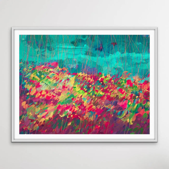 Oh Happy Day - Colourful Abstract Floral Blue Pink Print, Wall Art, Ozark Home 