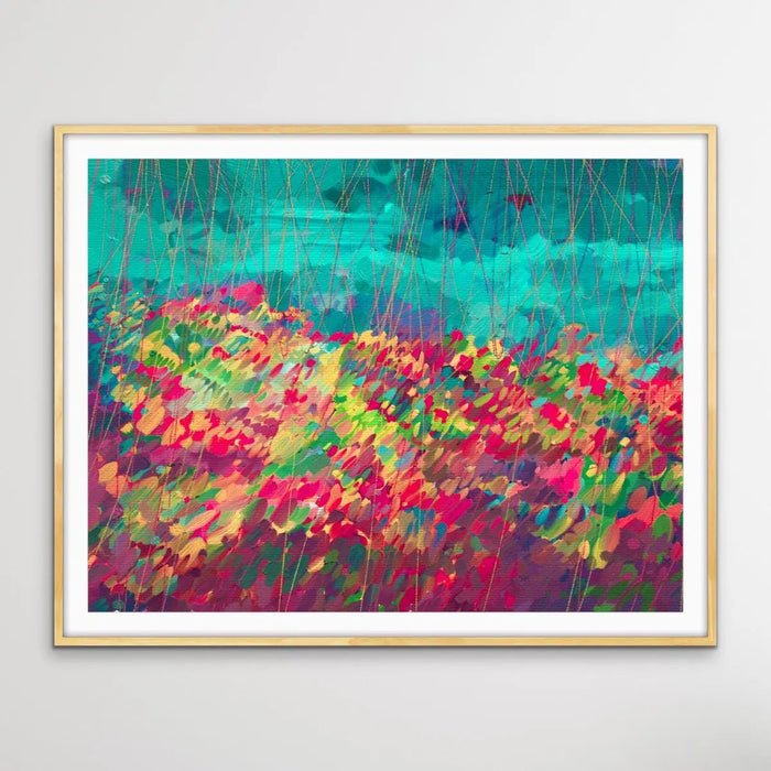 Oh Happy Day - Colourful Abstract Floral Blue Pink Print, Wall Art, Ozark Home 