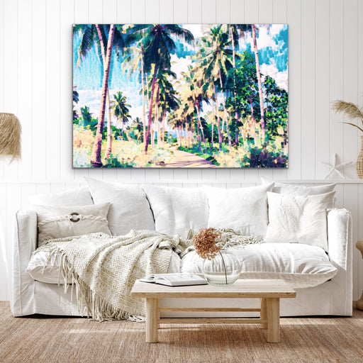 On The Island - Tropical Palm Tree Print Available On Canvas or Paper, Wall Art, Ozark Home 